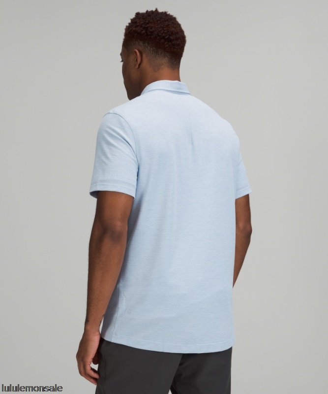 Lululemon Verkauf DELULU750 | Evolution Kurzarm Poloshirt Pique Stoff Blau Meliert Leinen